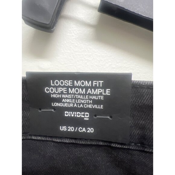 H&M Divided Black Loose Mom Fit Jeans High Waist Ankle Length US 20 - Picture 7 of 8